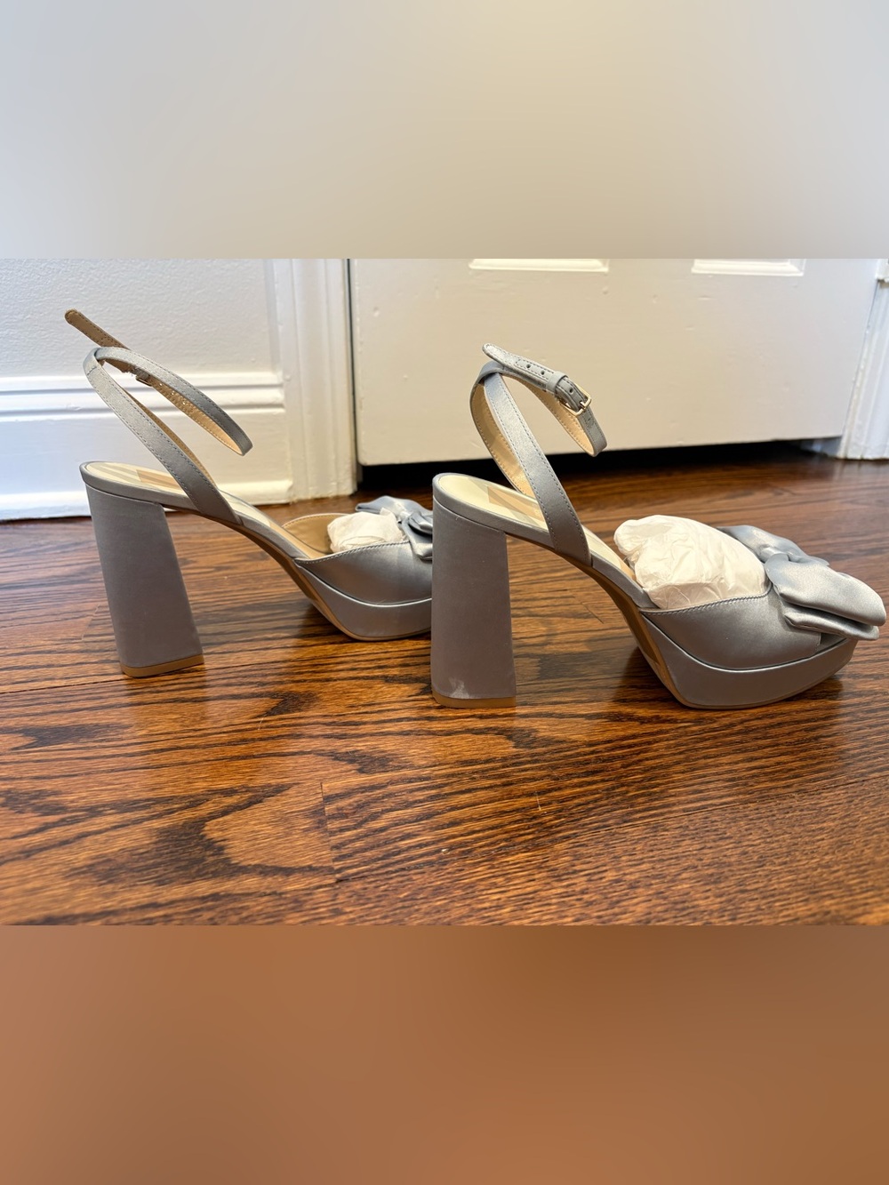 Dolce Vita Powder Blue Satin Bow Platform Sandal - Picture 2 of 5